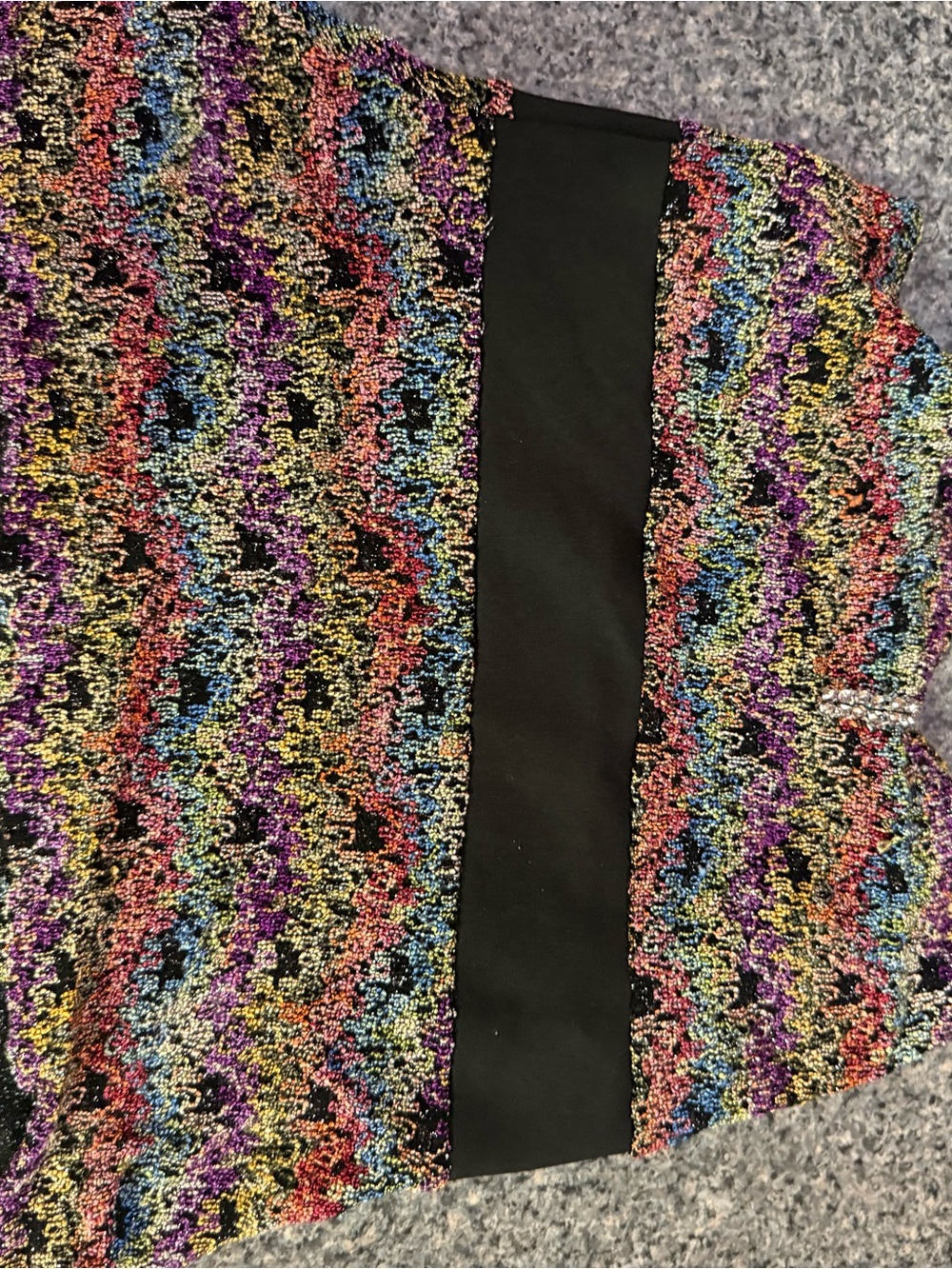 Multicolor Knit Tank Top with Black Center Panel